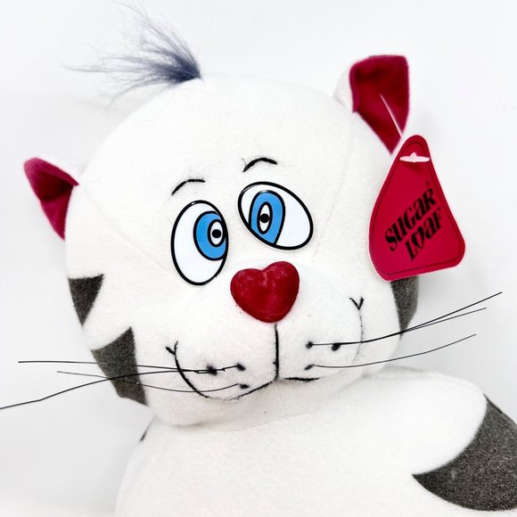 Sugarloaf‎ Gray White Cross Eyed Cat Nylon Wiskers Bow on Tail 12.5" Sugar Loaf - Picture 2 of 10